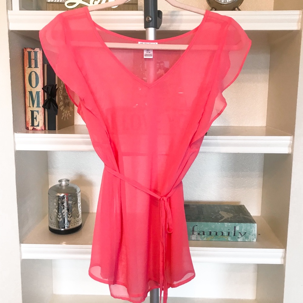 Sheer Ruffled Motherhood Maternity Shirt